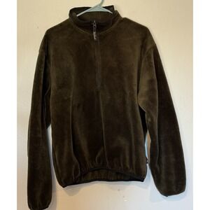 Vintage Woolrich Ribbed Fleece 1/4 Zip Pullover Men Sz XL Army Green Made in USA